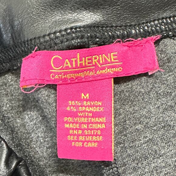 Catherine Malandrino Faux Leather Pull On Pants Women Size M Black Glam Party - Picture 6 of 6